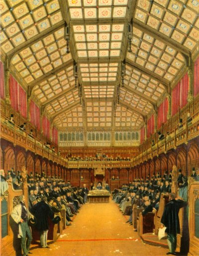 'Underhuset under en debatt', 1858, 1947. av Unbekannt