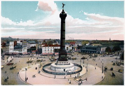 Julisøylen på Place de la Bastille, Paris, ca 1900 av Unbekannt