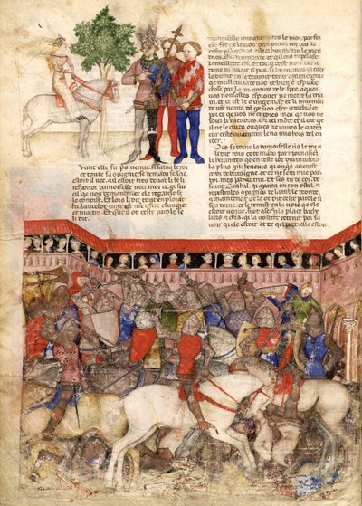 The Knights of the Round Miniature fra The Quest for the Holy Grail and the Death of Arthur, ca 1220 av Unbekannt