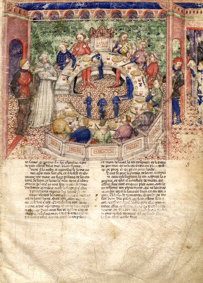 The Knights of the Round Miniature fra The Quest for the Holy Grail and the Death of Arthur, ca 1220 av Unbekannt