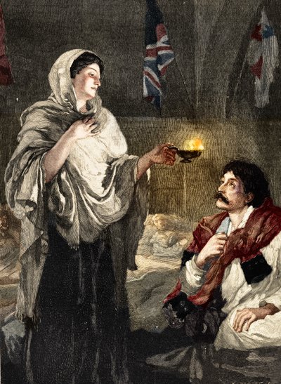 Damen med lampen, c1880 av Unbekannt