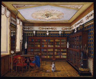Biblioteket til grev Henryk Ilinsky i Romaniv, 1824 av Unbekannt