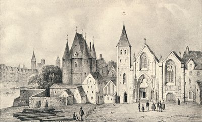 Maison du Lieutenant og Church of St Landry i 1540, 1915 av Unbekannt
