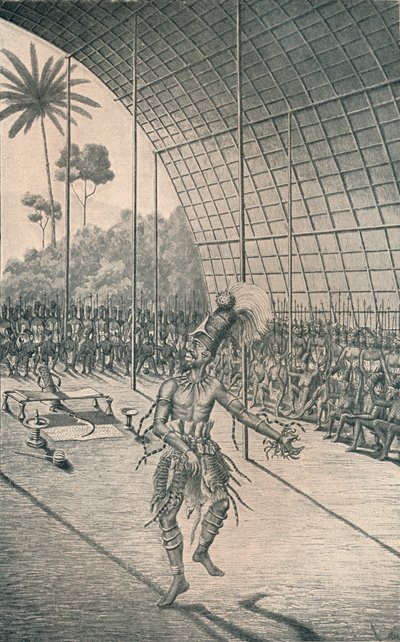 Mangbattu-kongen Munsa danser foran hans koner og krigere, c1870, 1903 av Unbekannt