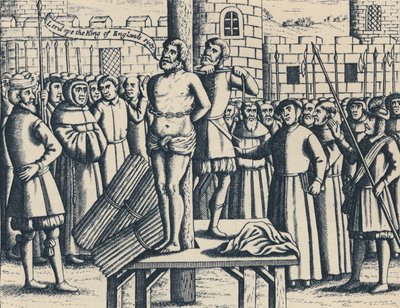 The Martyrdom of Master William Tindall in Flanders av Vilvorde Castle, 1563, 1947 av Unbekannt