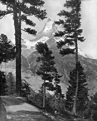 Matterhorn sett fra Riffel-stien, Alpene, 1900-tallet av Unbekannt