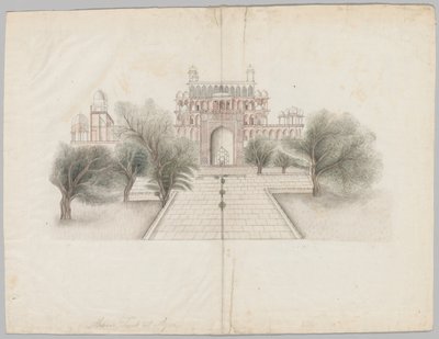 Mausoleet til Akbar i Secundrabad, tidlig på 1800-tallet. av Unbekannt