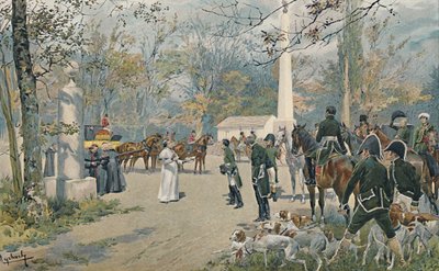 Møtet mellom Napoleon og Pius VII i Fontainebleau, 1813, 1896 av Unbekannt