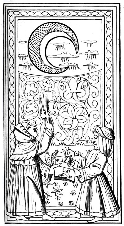 Månen, tarotkort, 1300-tallet, 1870 av Unbekannt