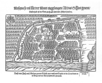 Moskva-kartet fra Moscouiter Wonderful Histories av Sigmund von Herberstein, 1567 av Unbekannt
