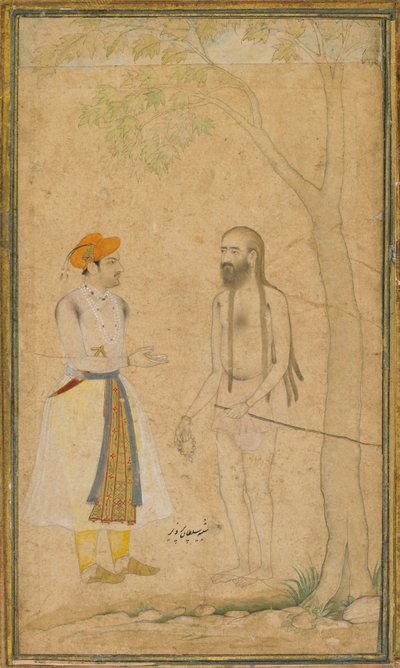 Mughalprinsen Parvez og en hellig mann, ca. 1610. av Unbekannt