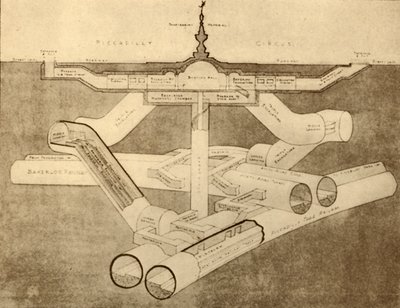 The New Piccadilly Circus T-banestasjon, 1930. av Unbekannt