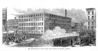 The New York Draft Riots, Second Avenue, New York City, 13.–16. juli 1863, 1872 av Unbekannt