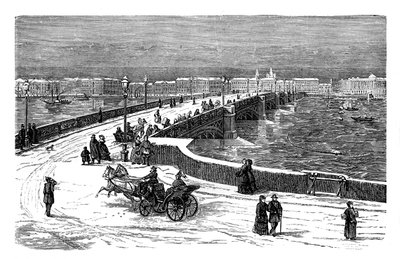 Nicolai-broen over elven Neva, St. Petersburg, Russland, c1888 av Unbekannt