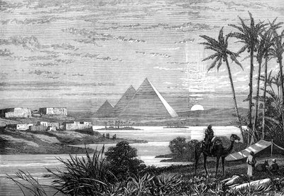 Nilen og pyramidene fra Boulak-veien, 1874 av Unbekannt