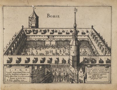 Den gamle utvekslingen i Antwerpen, tidlig på 1600-tallet. av Unbekannt