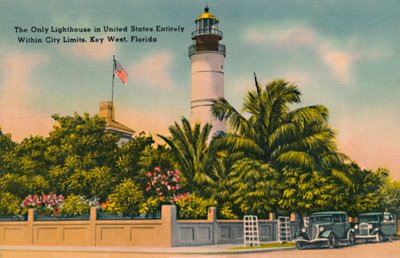 Det eneste fyrtårnet i USA helt innenfor bygrenser, Key West, Florida, c1940-tallet av Unbekannt