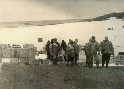 Partiet som besteg Erebus-fjellet og forlot hytta, 1908, 1909. av Unbekannt