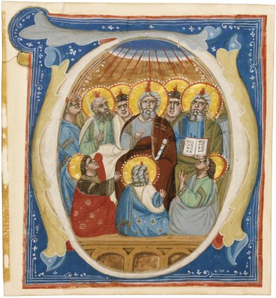Pinsen. Initial O fra en antifoner, ca 1320 av Unbekannt