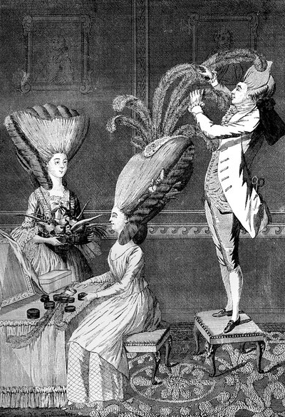 The absurd Head Dress eller The Feathered Lady, 1776 av Unbekannt