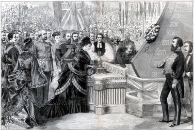 Prinsessen av Wales lanserer det nye jernbelagte skipet Alexandra, 1875 av Unbekannt