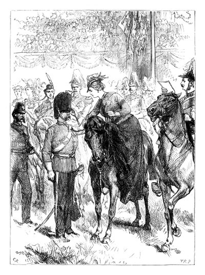 Dronningen distribuerte Victoria Crosses i Hyde Park, London, c1850-tallet, c1888 av Unbekannt