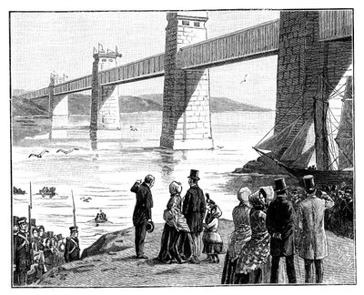 Queens besøk til Britannia Tubular Bridge, Wales, ca 1888 av Unbekannt