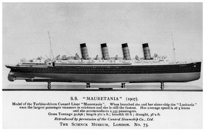 RMS Mauretania, 1900-tallet av Unbekannt