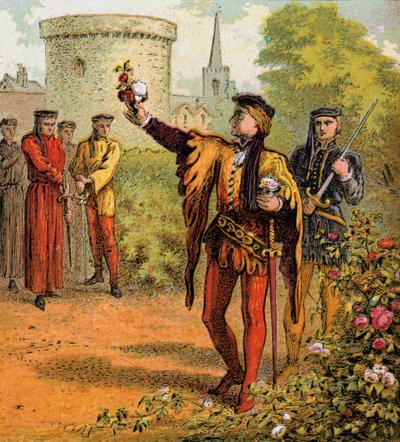 De røde og hvite rosene, 1400-tallet, ca 1850 av Unbekannt