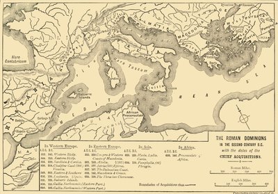 De romerske dominansene i det andre århundre f.Kr. med datoene for Chief Acquisitions, 1890. av Unbekannt