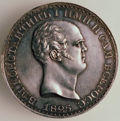 The Rubel of Constantine, Averse: Portrait of Constantine, 1825 av Unbekannt