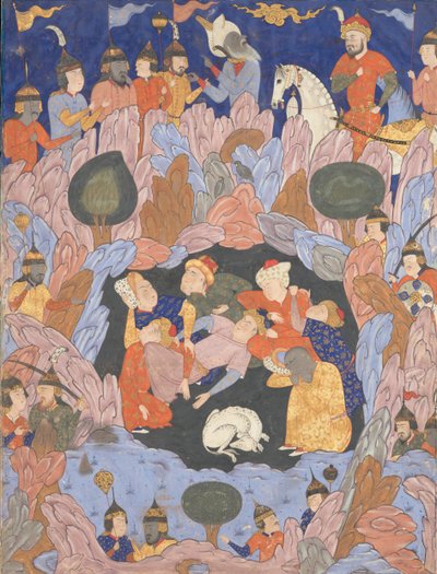 The Seven Sleepers of Ephesus, Folio fra en Falnama Book of Omens, 1550-tallet. av Unbekannt