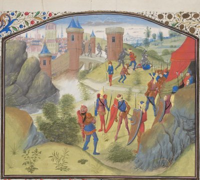 Beleiringen av Antiokia. Miniatyr fra Historia av William av Tyrus, 1460-tallet av Unbekannt