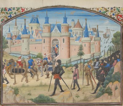 The Siege of Tyre, 1124. Miniatyr fra Historia av William of Tyre, 1460-tallet av Unbekannt