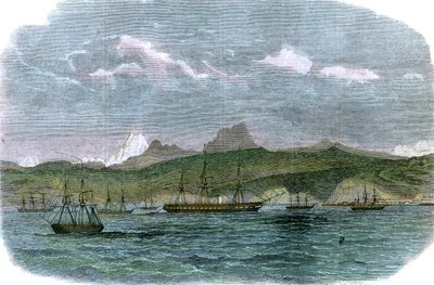 Den spanske blokkadeskvadronen i Valparaiso, Chile, ca 1880 av Unbekannt