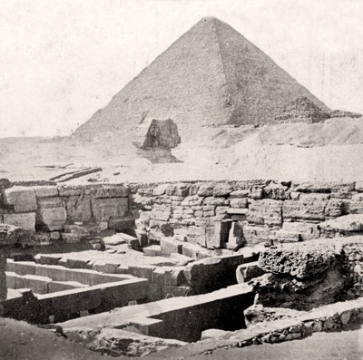Sfinxen og den store pyramiden, Egypt, tidlig på 1900-tallet av Unbekannt