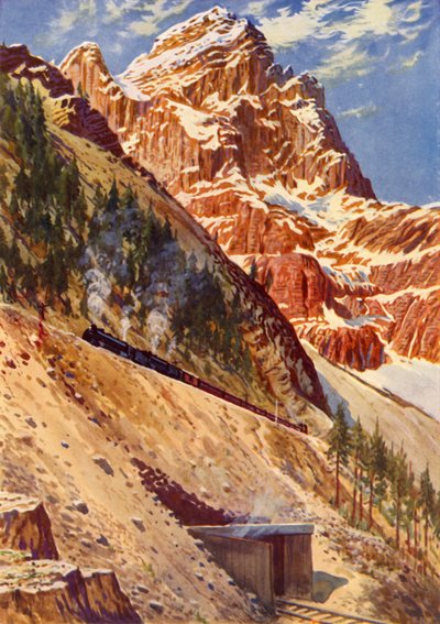 Spiraltunnelene på Canadian Pacific Railway, c1948. av Unbekannt