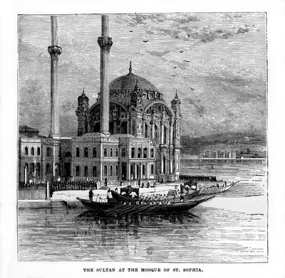 Sultanen ved moskeen St. Sophia, Konstantinopel, Tyrkia, 1800-tallet av Unbekannt
