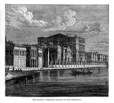Sultans hovedpalass, ved Bosporos, Tyrkia, 1800-tallet av Unbekannt