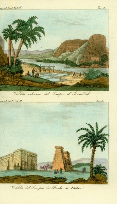 Ramses II-tempelet i Abu Simbel (Isambul), Nubia og Thoth-tempelet i Dakka, Nubia av Unbekannt
