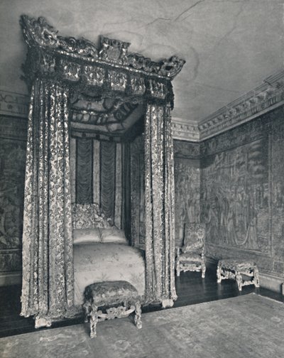 De venetianske ambassadørene Rom på Knole. Sengeplassen laget for James I, The Chair and Stools of the av Unbekannt