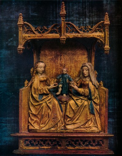 Jomfruen og St. Anne lærer spedbarnsfrelseren å gå, c1470 av Unbekannt