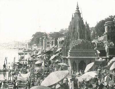 Vishnu-dammen og Ghat, Benares, India, 1895. av Unbekannt