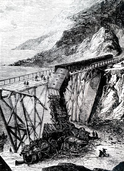 Etterdønningene av en stor togulykke. av Unbekannt