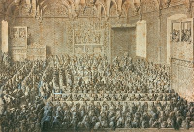 Forsamlingen i Sorbonne erklærer Henry III avsatt, januar 1589. Museum of Carnavalet, Paris av Unbekannt
