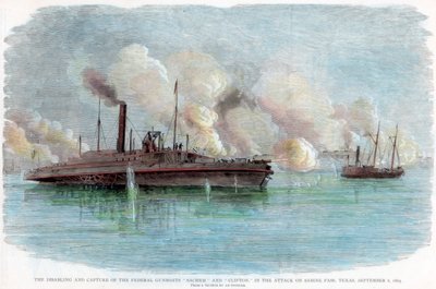 Angrepet på Sabine Pass, Texas, amerikansk borgerkrig, 8. september 1863 av Unbekannt