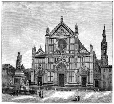 Kirken og piazzaen til Santa Croce-basilikaen, Firenze, Italia, 1882 av Unbekannt