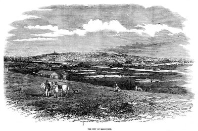 Byen Melbourne, Australia, 1855 av Unbekannt
