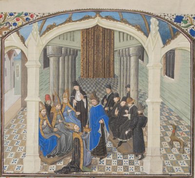 Kroningen av Baldwin II i 1118. Miniatyr fra Historia av Vilhelm av Tyrus, 1460-tallet av Unbekannt