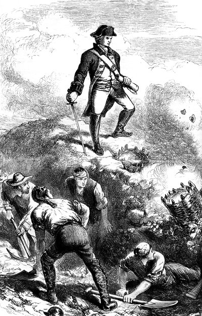 Forsvaret av Breeds Hill, Prescott i redutten, 1775 c1880 av Unbekannt